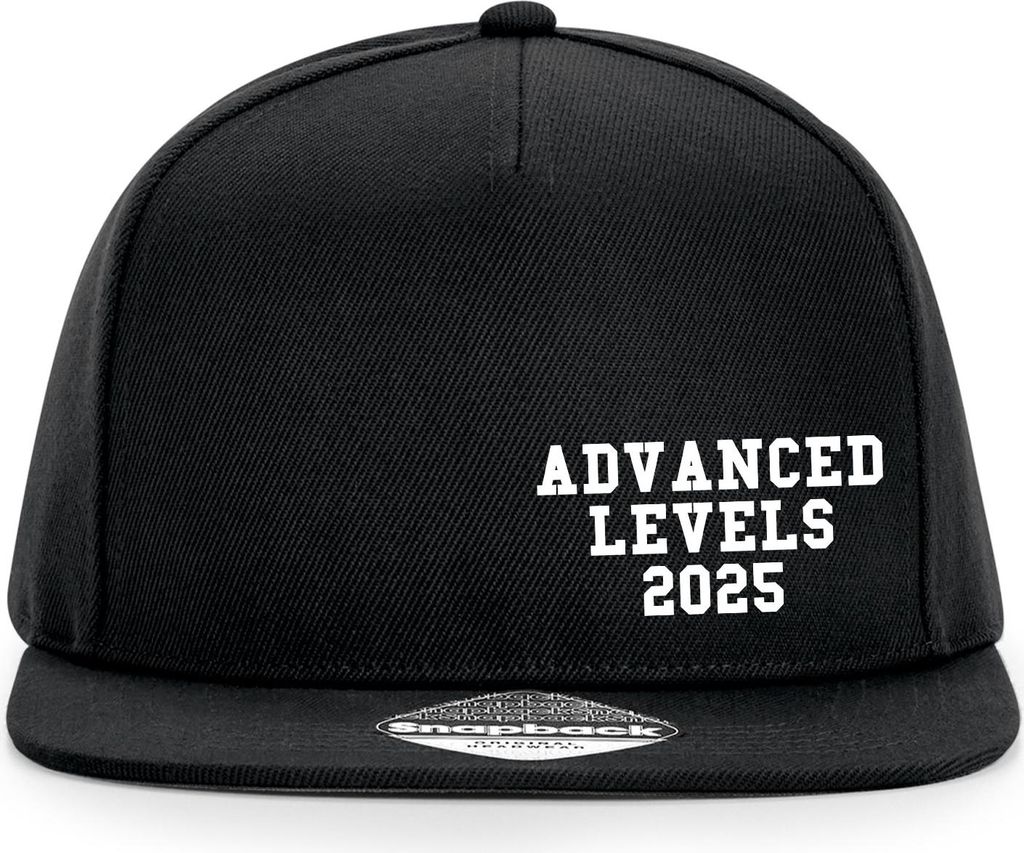 Huuraa Cappy Mütze Advanced Levels 2025 Abschluss Großbritannien Black Polyester Snapback Kappe Geschenkidee