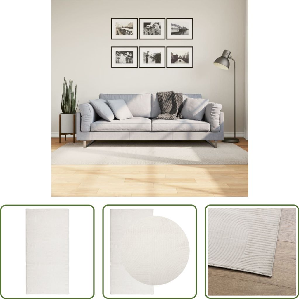 The Living Store Teppich IZA Kurzflor Skandinavischer Look Creme 100x200 cm