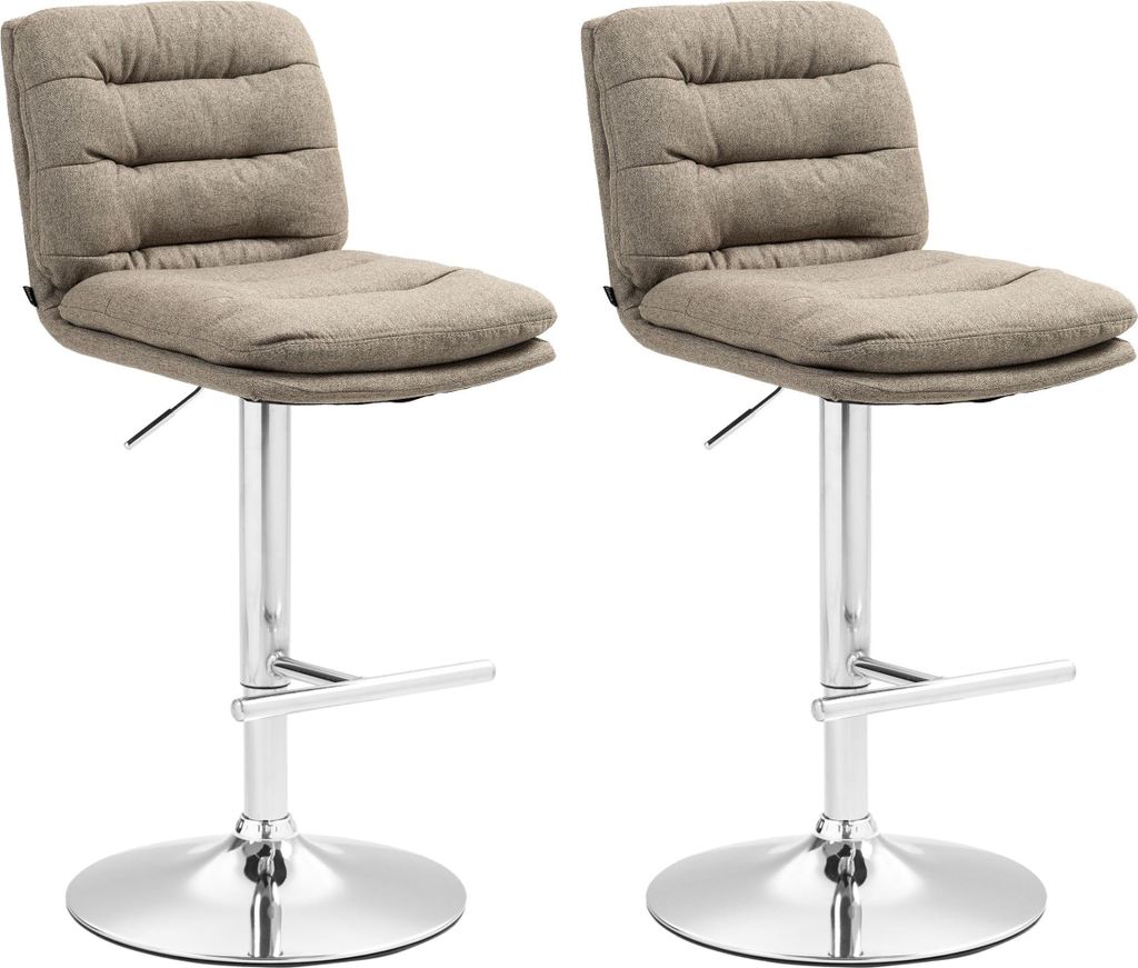2er Set Barhocker Damar Stoff chrom - dunkelgrau