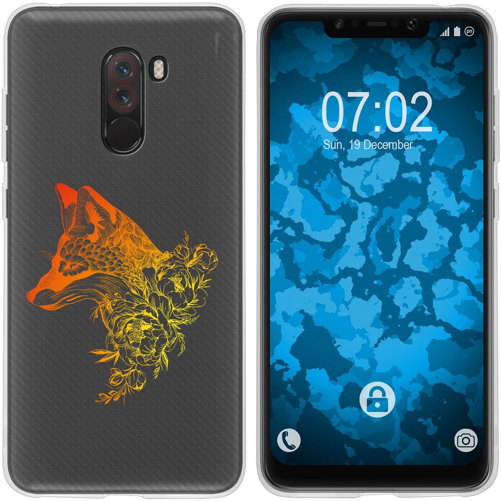 PhoneNatic Case kompatibel mit Xiaomi Pocophone F1 Silikon-Hülle Floral Fuchs M1-2