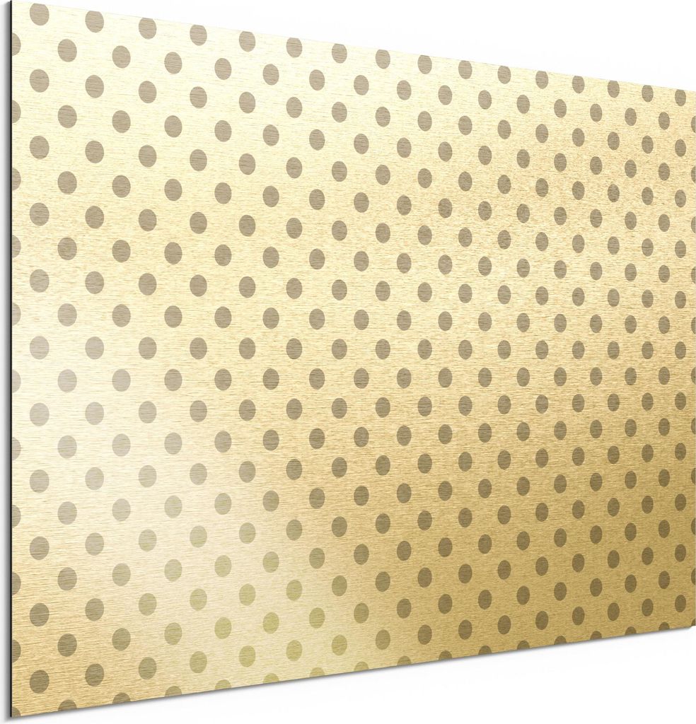 DEQORI Alu-Dibond Bild Gold 60x40 cm 'Punkt für Punkt' Wandbild Metall dünn Design