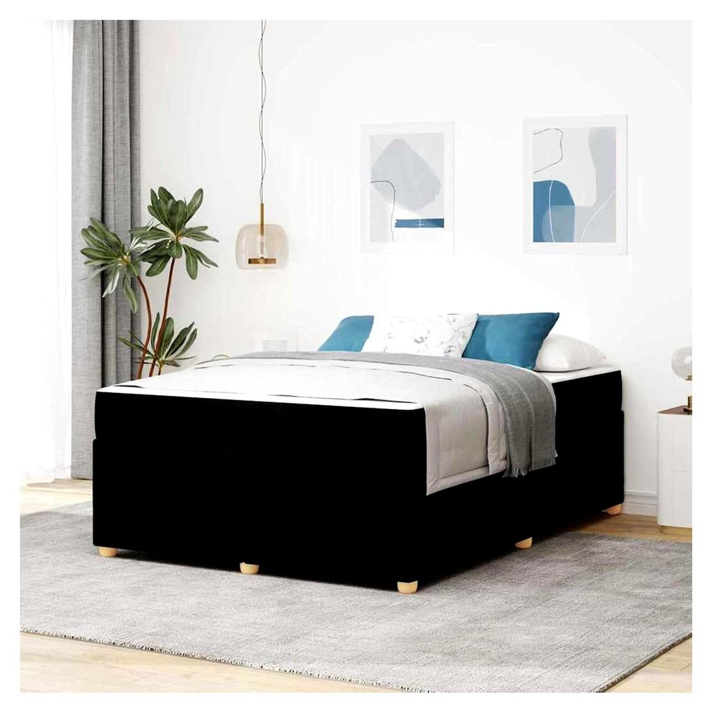 Bettgestell mit Matratze Schwarz 140 x 200 cm Stoff