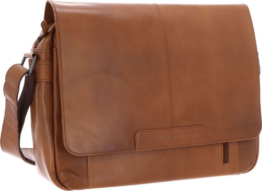 The Chesterfield Brand Umhängetasche Schultertasche mit Laptopfach Richard Shoulderbag Cognac braun
