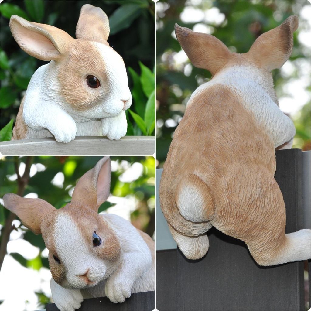 Dekofigur Gartenfigur Hase für Zaun und Trennwand Produktbild 