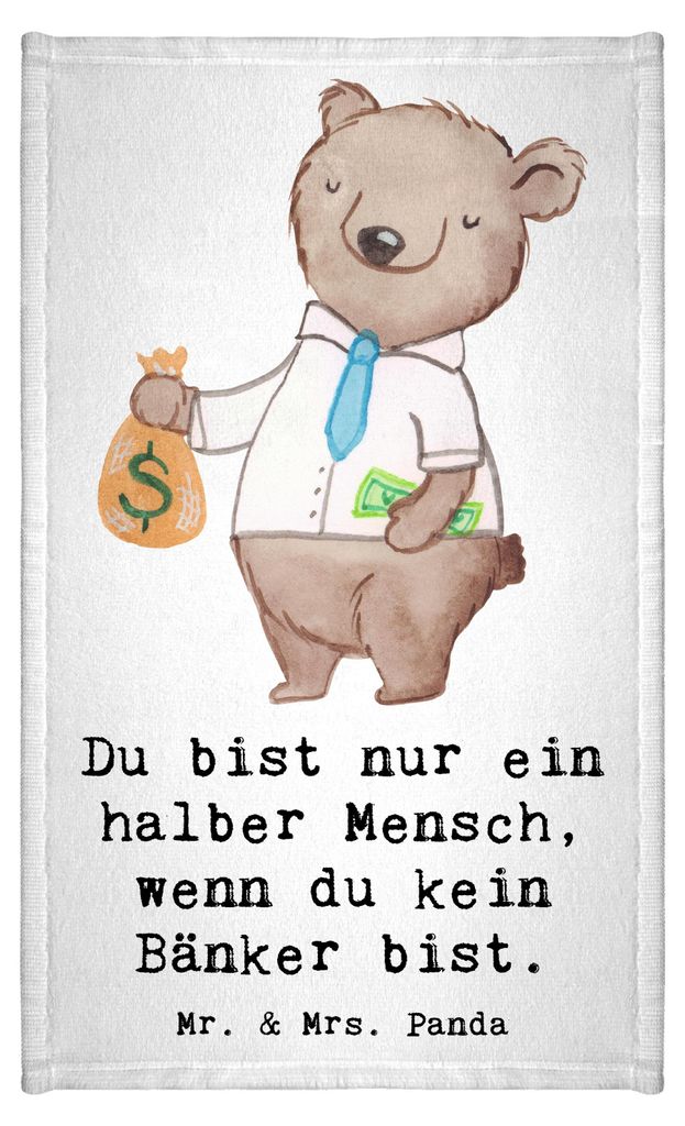 Mr. & Mrs. Panda Handtuch Bänker Herz - Weiß - Geschenk, Beruf, gäste wc, Gästehandtuch 30x50, Spruch, Lustig, Ausbildung, Klein, Frotteetuch