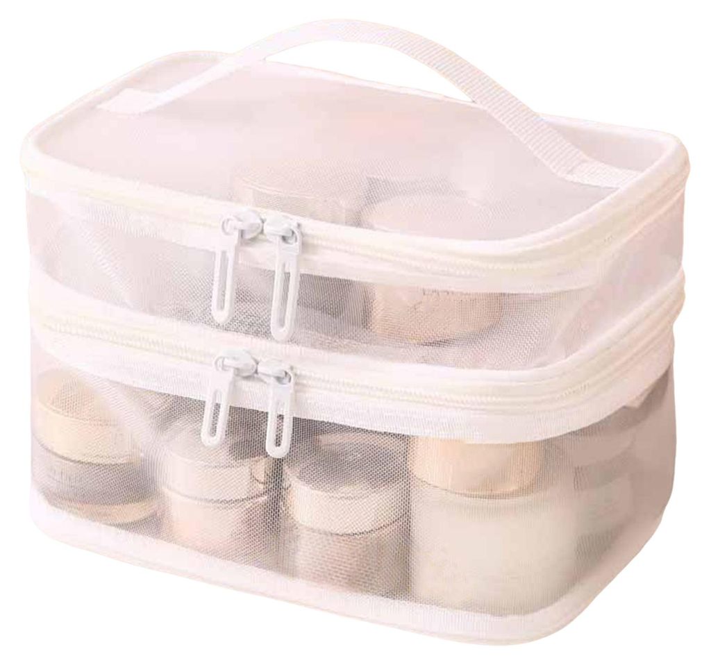 Transparente Kosmetiktasche mit zwei Fächern, großvolumig, ideal für Reisen und Urlaub – perfekt für Damen und Herren.