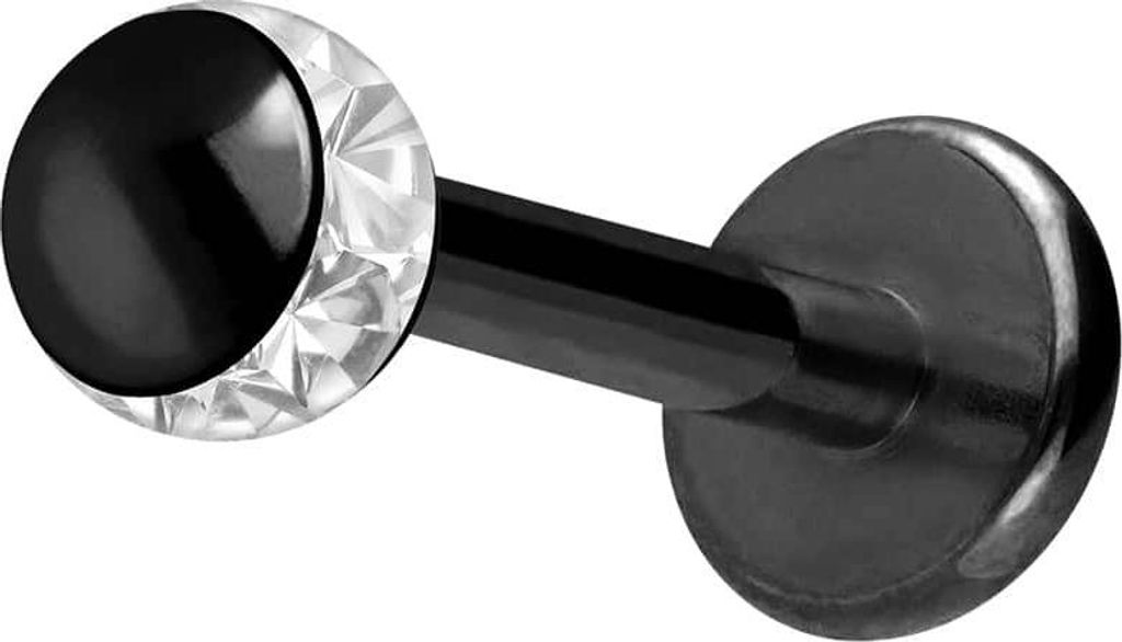 Ohrpiercing, Nasenpiercing Chirurgenstahl Labret EPOXY-RING-KUGEL Schwarz Stablänge: 8mm + Stabstärke: 1,2mm + Kugelgröße: 3mm