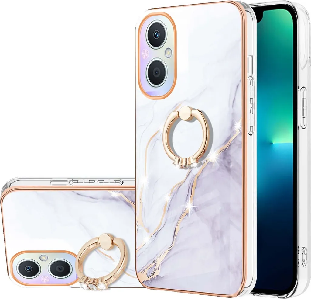 Custodia Marble per OnePlus Nord N20 5G, custodia protettiva in silicone TPU con supporto ad anello Gold