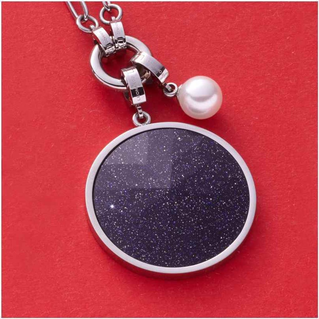 Ciondolo Leonardo Jewels Anesca Clip&Mix – Acciaio Inox Con Dettaglio Blu, 4.5 Cm, Incisione Sul Retro, Confezione Regalo - 4