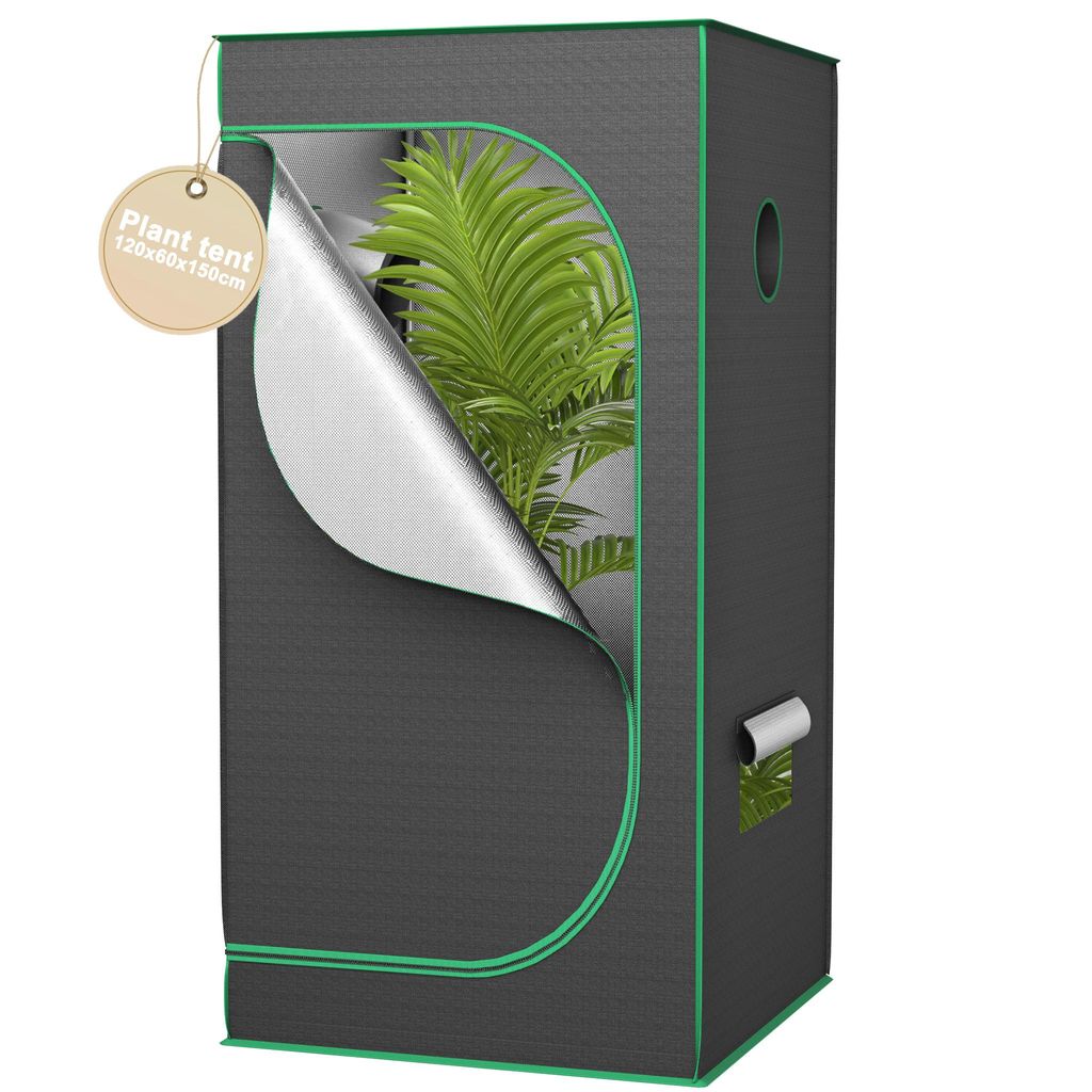 TRMLBE Growzelt 120x60x150 cm Gewächshaus Grow Tent mit Reflektierende Mylar Growzelt aus 600D Oxford-Stoff + PE + Metallrohr Anbauzelt Indoor, f...