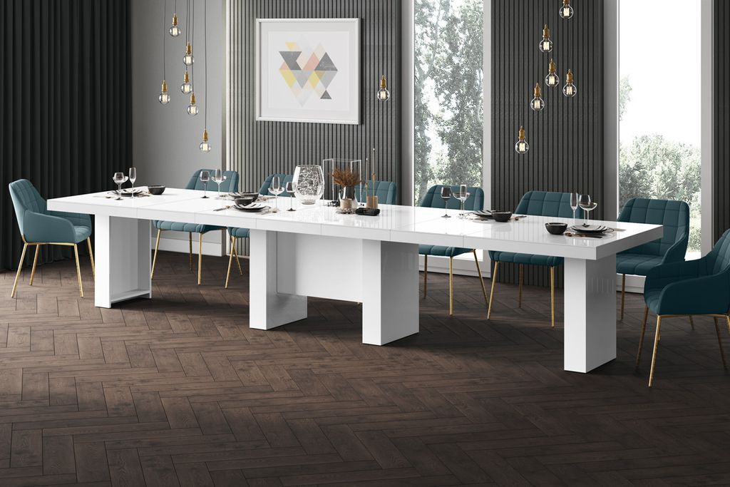 Design Esstisch Tisch HLA-111 Hochglanz XXL ausziehbar 160 bis 400 cm