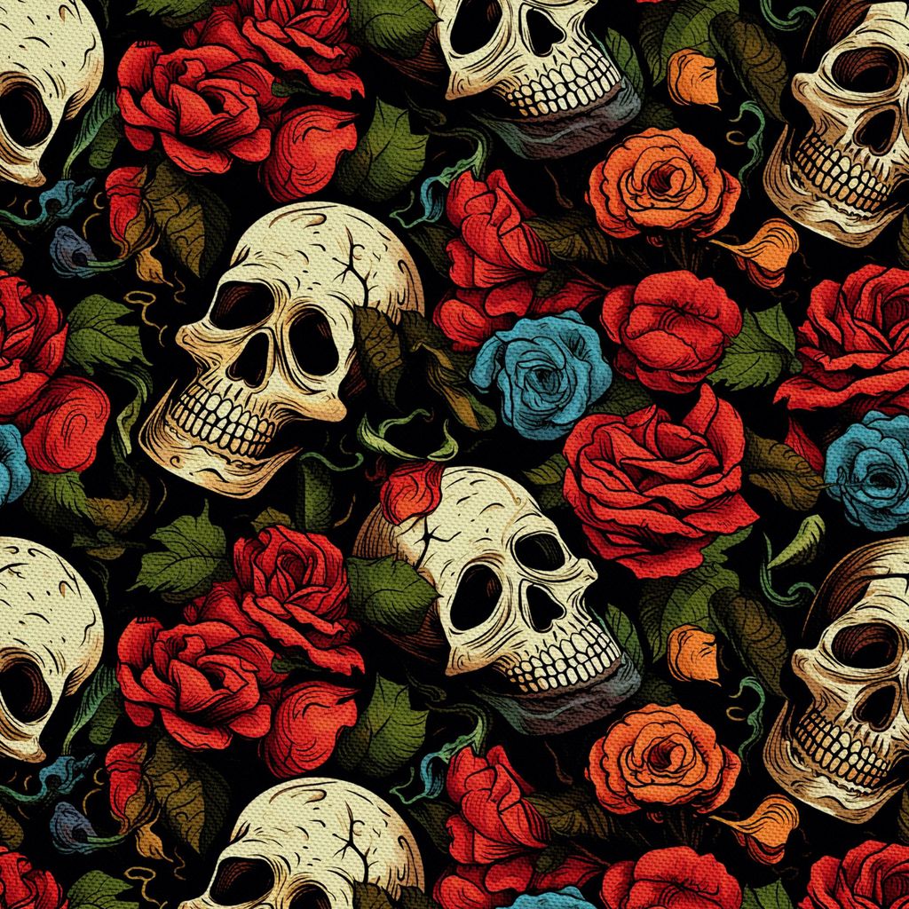 OUTDOOR DEKOSTOFFE OXFORD - Motiv der Schädel I DX4196