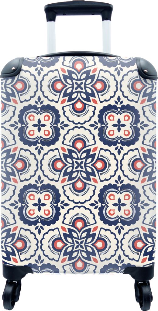 MuchoWow MuchoWow Koffer Handgepäck Trolley Rollkoffer Kleine Reisekoffer mit 4 Rollen - Blumen - Retro - Design - Cabin Size < 55x40x23 cm & ...