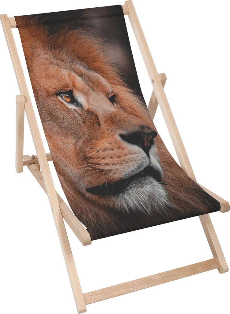 Dreamroots Lettino in Legno Design Lion Profile: Pieghevole 130kg