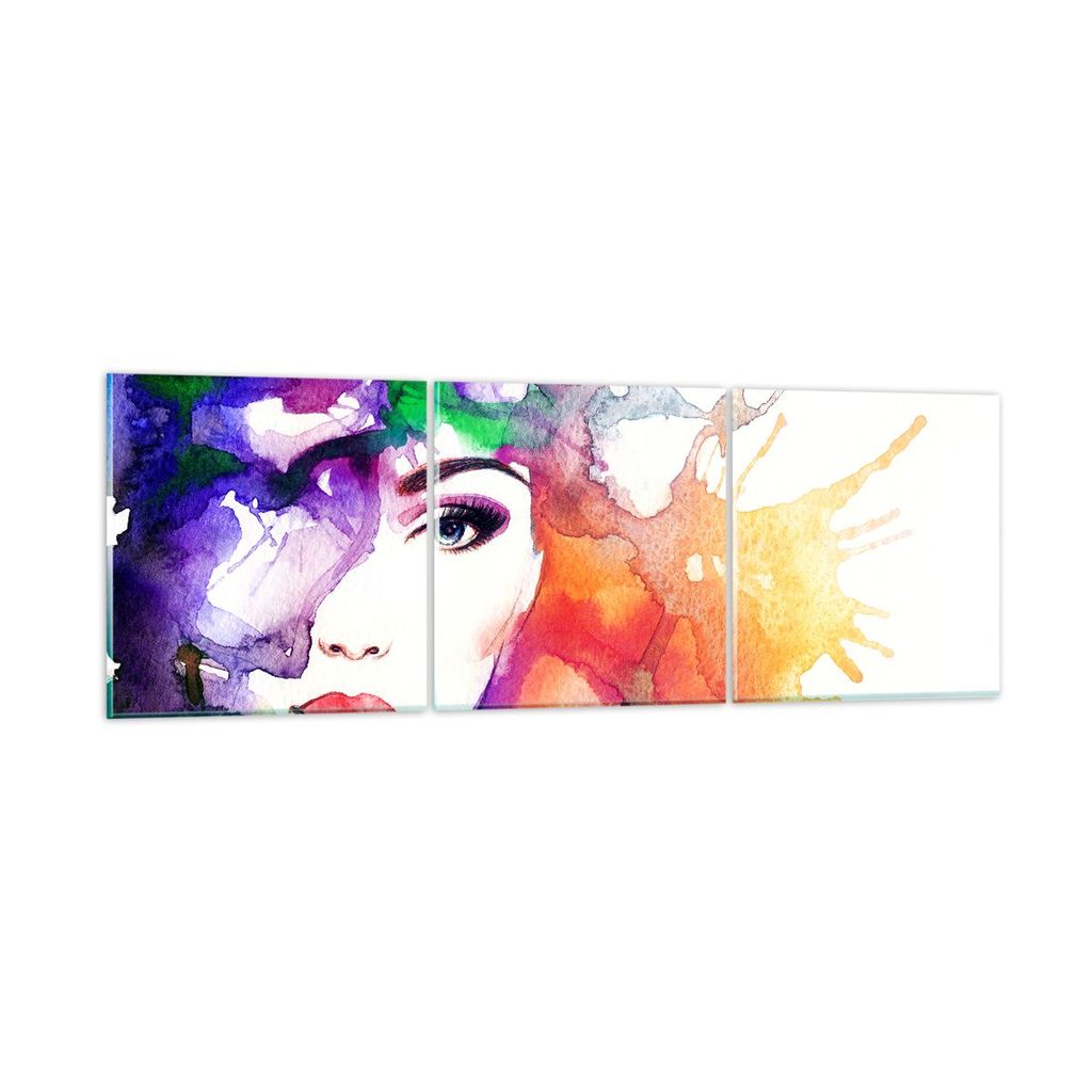 Bilder auf glas - Frau Abstraktion - 90x30cm - Glasbilder - Wandbilder - Kunstdruck - zum Aufhängen bereit - Wanddekoration aus Glas - Glas Bilder...