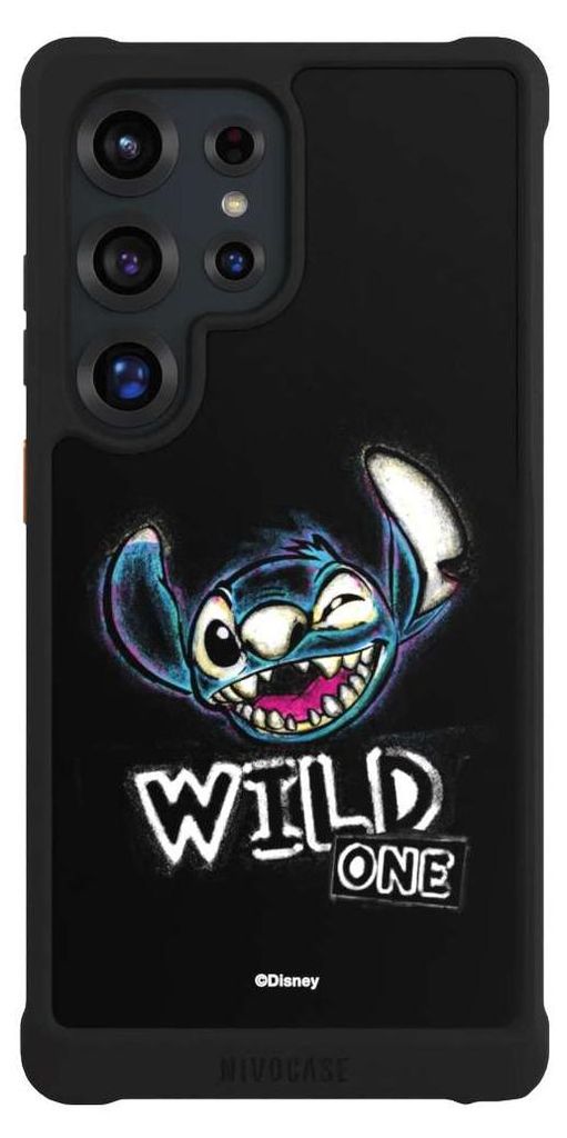 NIVOCASE Hülle für Samsung Galaxy S25 Ultra Stoßfeste Handyhülle NIVOmax Case Schwarz Disney Offizielles Lizenzprodukt Lilo & Stitch