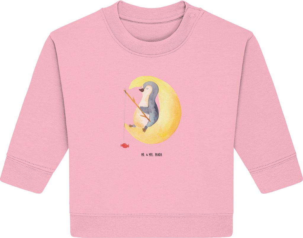 Mr. & Mrs. Panda Organic Baby Pullover Pinguin Mond 12. - 18. Monat - Baumwolle Pink - Geschenk, Spruch, schlafen, Angel, Bullover, Erschöpft, Sch...