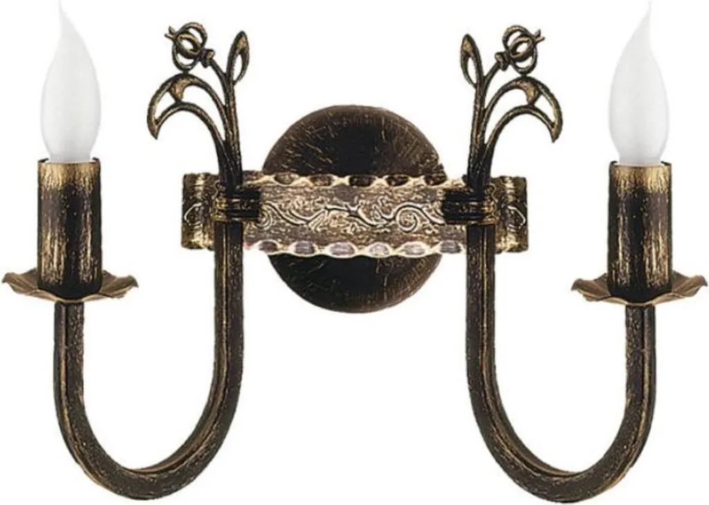 Applique baroque noble en métal bronze antique avec double éclairage