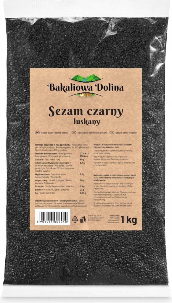 Nasiona czarnego sezamu 1 KG - Składnik sushi - Łuskane - Zdjęcie produktu 