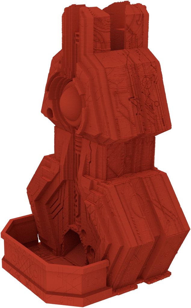 Fates End Würfelturm Obelisk kirschrot 3D-gedruckt, modular