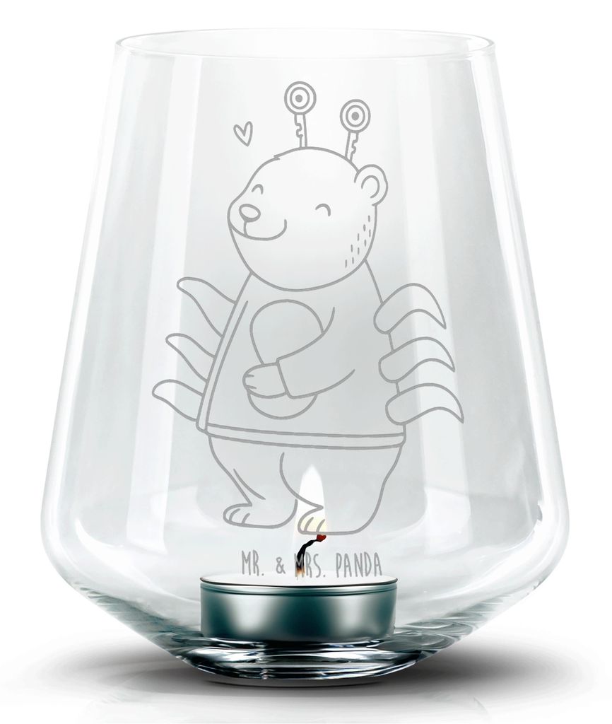 Mr. & Mrs. Panda Windlicht Glas Krebs Astrologie - Transparent - Geschenk, Laterne, Teelichthalter, gravur, mit, Tierkreiszeichen, Deko, Geburtstag...