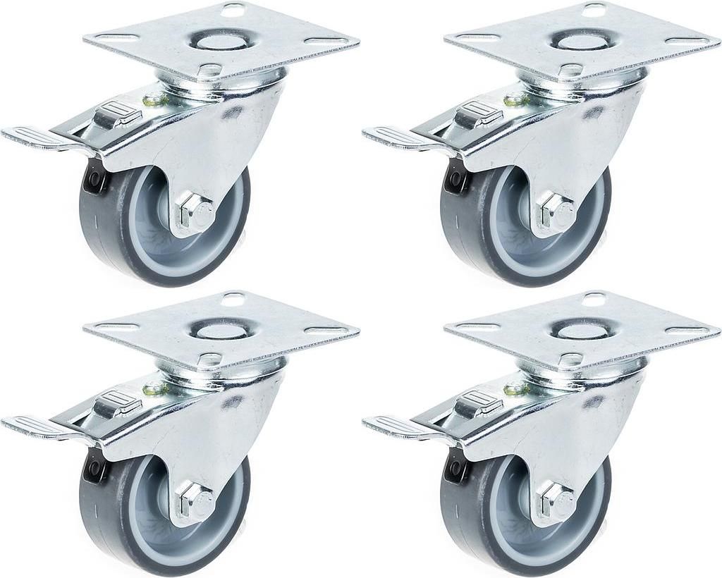 50mm 2" Rolle grau gummibereift, drehbar mit Bremse, 160kg Produktbild 