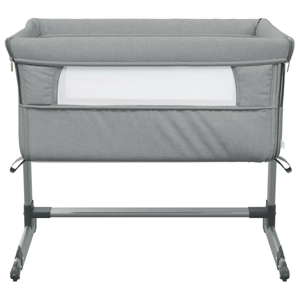 Lit Bébé Complet avec Matelas Confortable Gris Clair en Lin vidaXL - 4