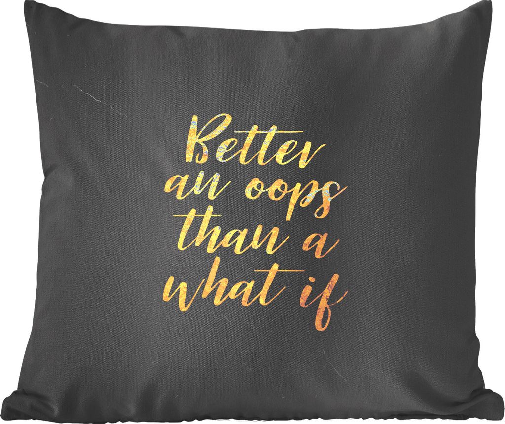 MuchoWow Zierkissen Sofakissen Wohnzimmer Dekokissen 60x60 cm Zitate - Motivation - Gold - Marmor - Sitzfläche - Foto Polster