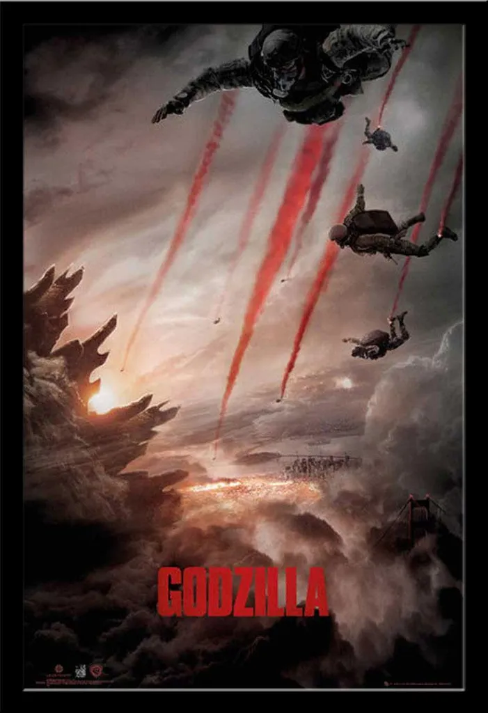 Affiche Godzilla Encadrée Skydive, Cadre Photo Noir Shinsuke 61x91 cm