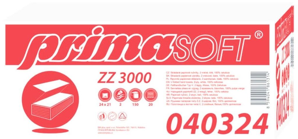 Asciugamano di carta piegato Z-Z Primasoft, 2 veli, Immagine del prodotto 