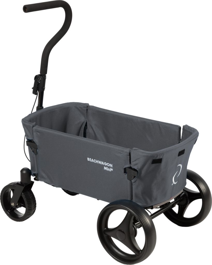 Beach Wagon Bollerwagen MINI, Kompakter Handwagen faltbar klappbar, bis 40 kg belastbar, Strandwagen - Dunkelgrau