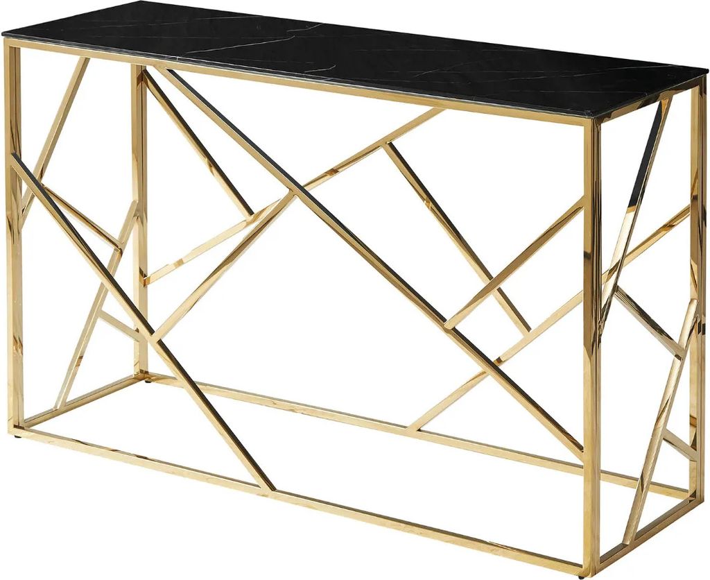 Designer-Konsolentisch PIM 2 – schwarzer Marmor / Gold
