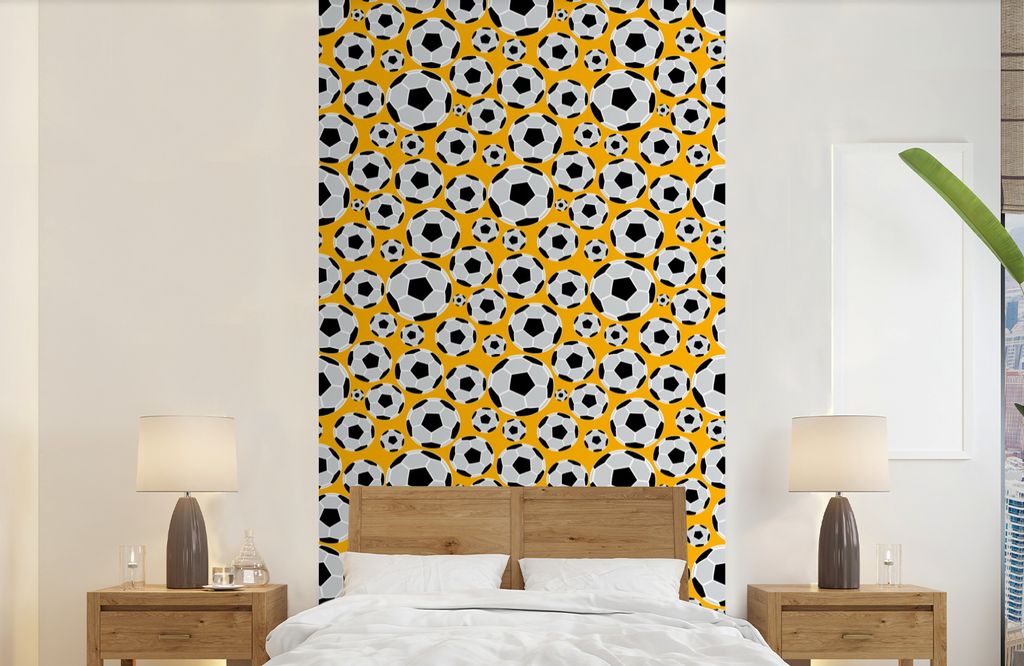 MuchoWow Fototapete für Wohnzimmer oder Schlafzimmer Wandtapete Vinyl Motivtapete Schnittmuster - Sport - Fußball - Jungen - Kinder - Junge - 1...