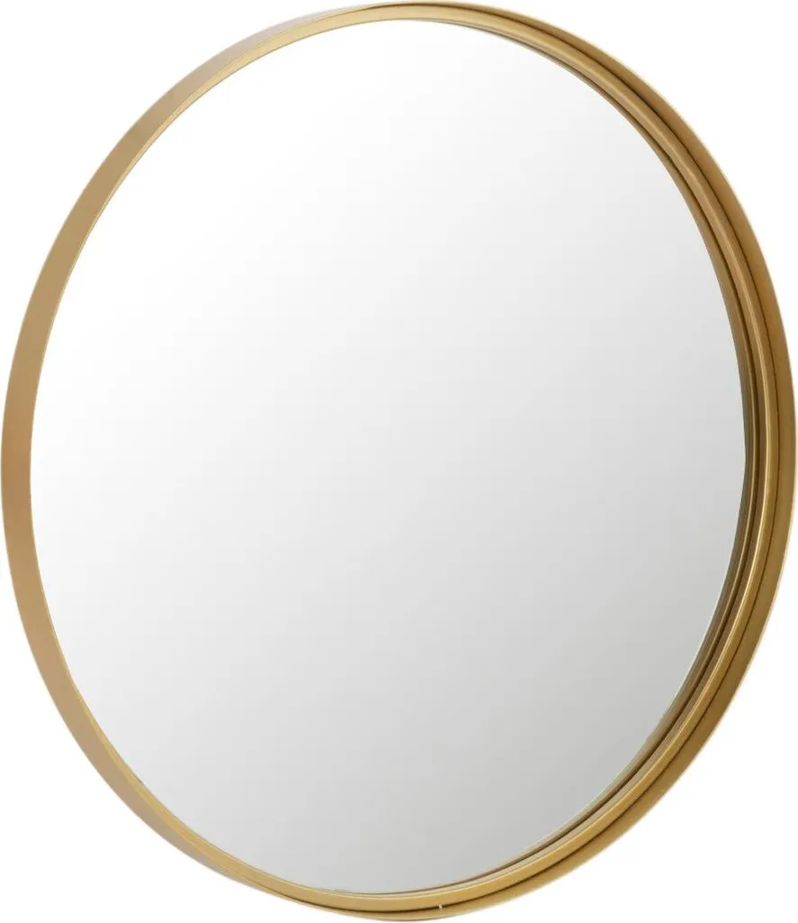 Miroir Mural Rond avec Cadre Profond Doré - Décoration J-Line Gold