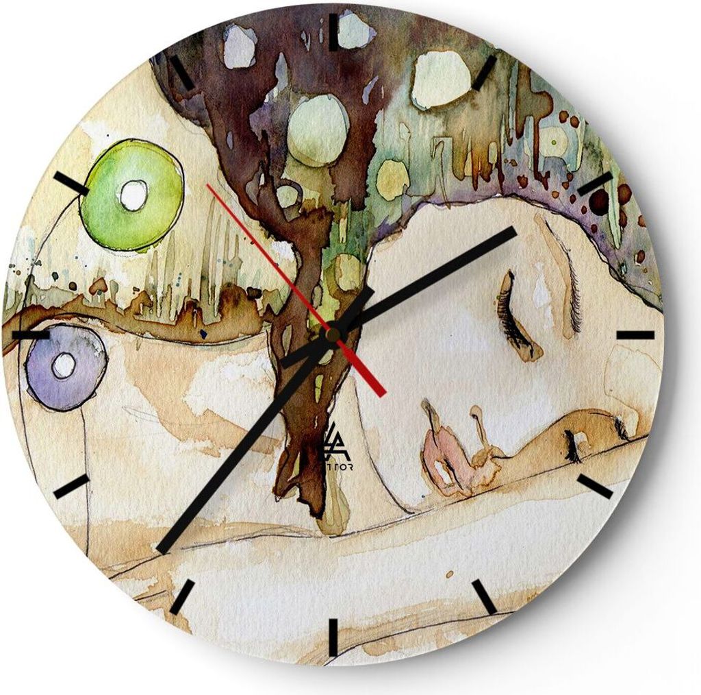 Wanduhr - Rund - Glasuhr - Frau modern - 30x30cm - Schleichendes Uhrwerk - Lautlos - zum Aufhängen bereit - Dekoration Modern - Wanddekoration aus...