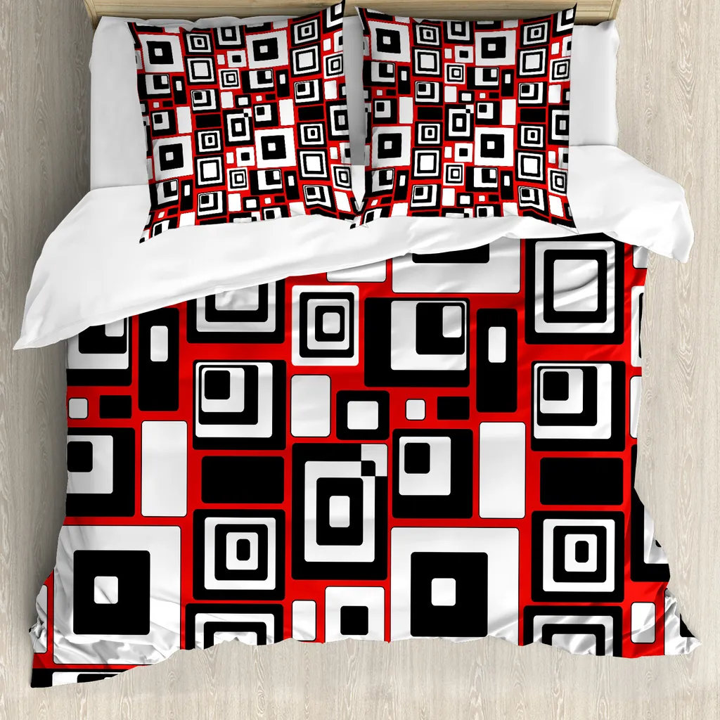 Set Copripiumino Minimalista Retrò ABAKUHAUS 155x220 - Vermiglio Nero