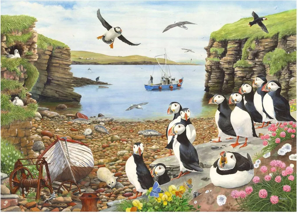 Puzzle 500 pièces XL Puffin Parade pour adultes - Maison des Puzzles