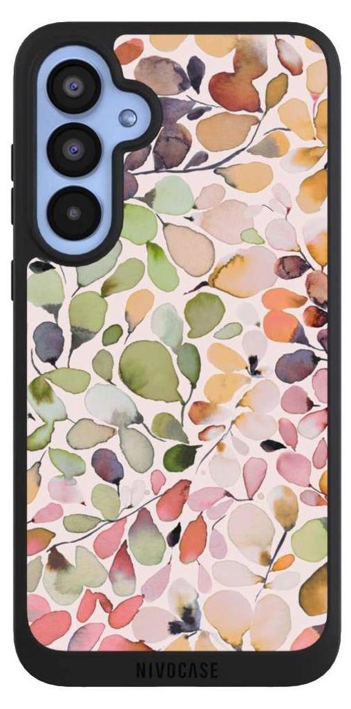 NIVOCASE Handyhülle für Samsung Galaxy A55 5G Hülle NIVOpure Case Schwarz Muster Pattern Eukalyptus