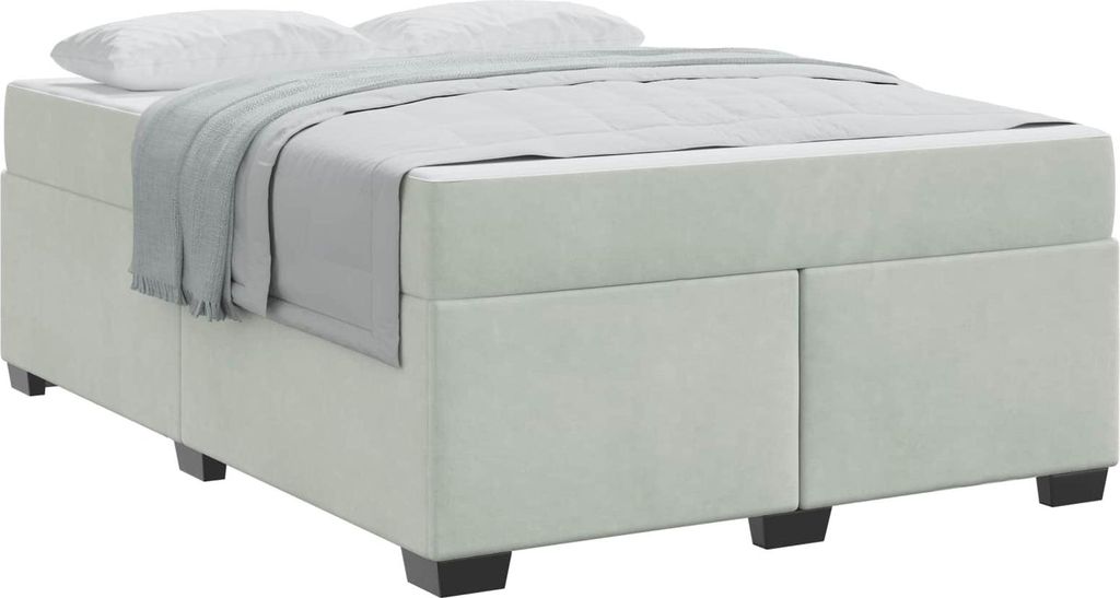 vidaXL Bettrahmen mit Matratze Hellgrau 160 x 200 cm Stoff