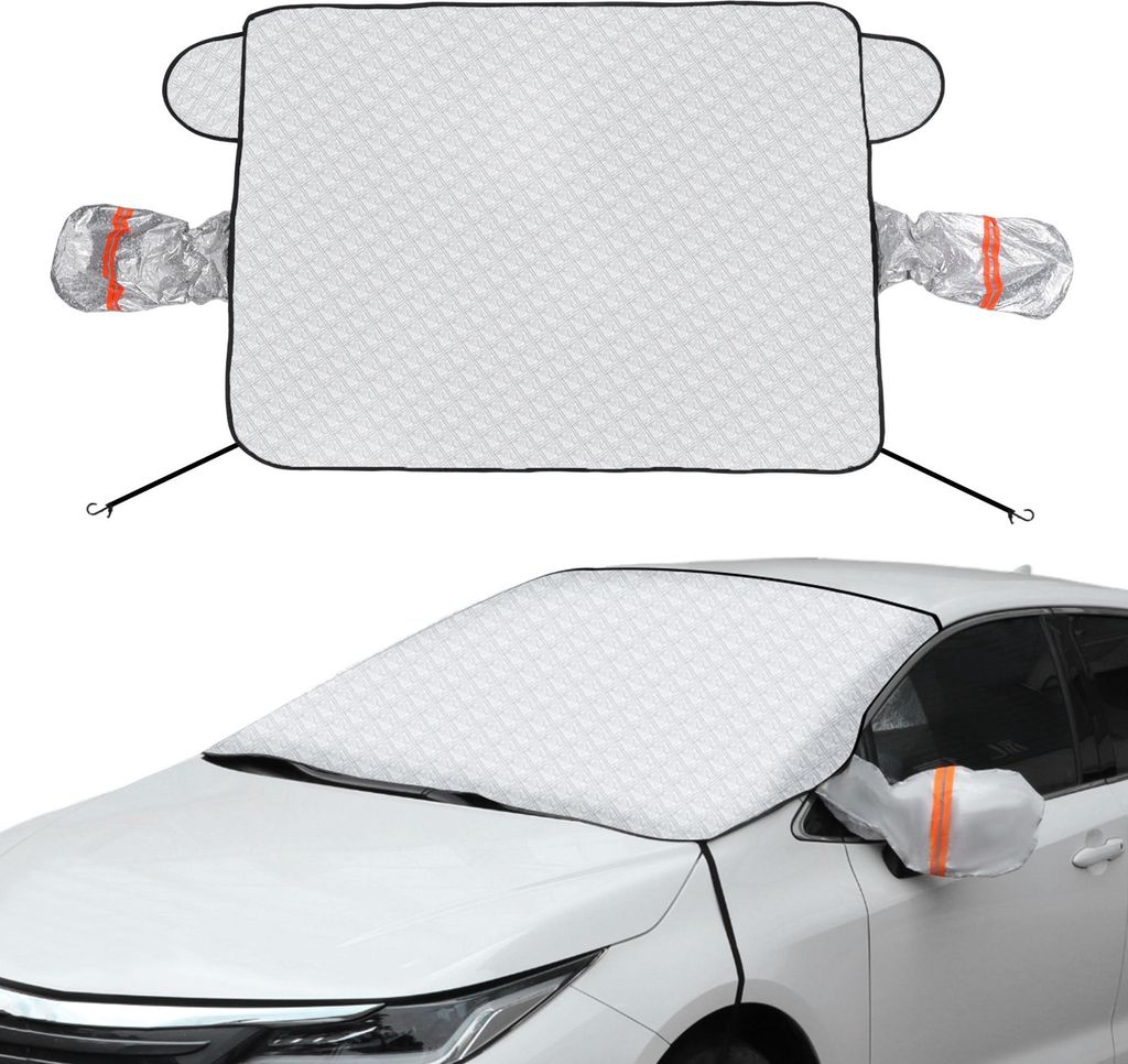 Autoabdeckplane Frontscheibe Für Sedan/Hatchback Klein Aluminiumfolie 57.9Zoll 2 Reflektierende Streifen Outdoor Wasserdichte Schutzabdeckung