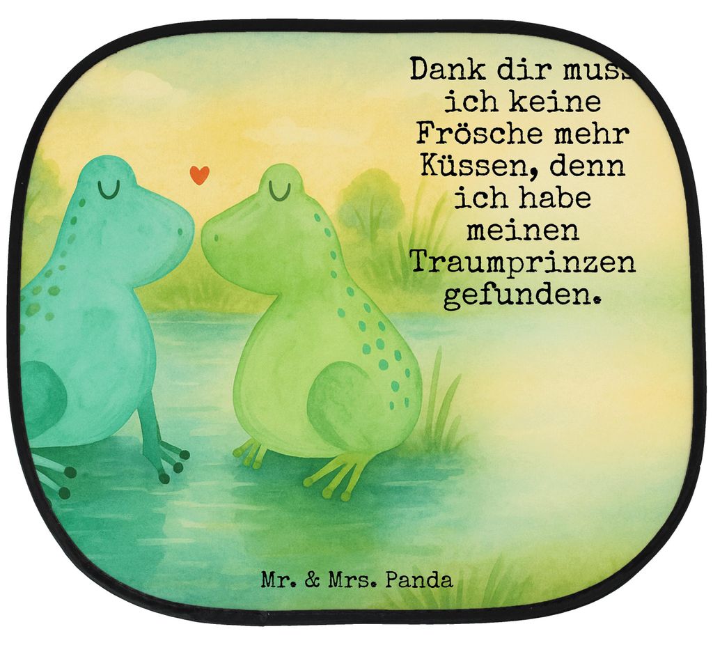 Mr. & Mrs. Panda Sonnenschutz Auto Frosch Liebe Design - Weiß - Geschenk, Frösche, Sonnenblende, Freundin, Froschkönig, Scheibenschutz, autofens...