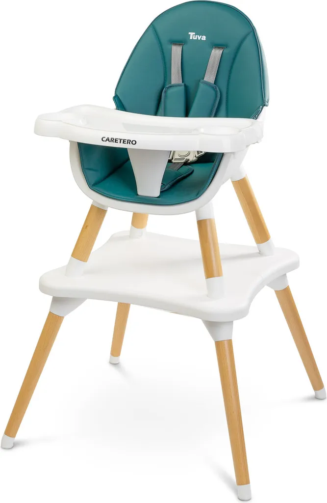 Chaise haute bois bébé TUVA CARETERO - Mobilier repas évolutif vert foncé