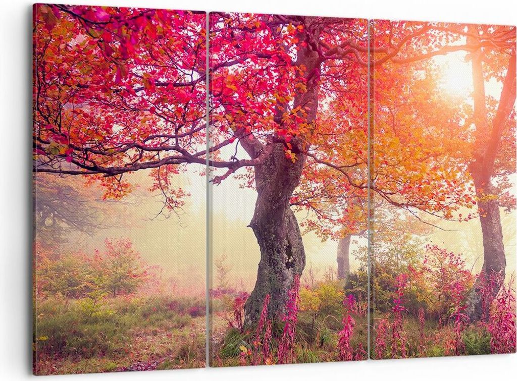Bild auf Leinwand - Leinwandbild - Baum Natur Wiese - 105x70cm - Wand Bild - Wanddeko - Wandbilder - Leinwanddruck - Bilder - Kunstdruck - Wanddeko...