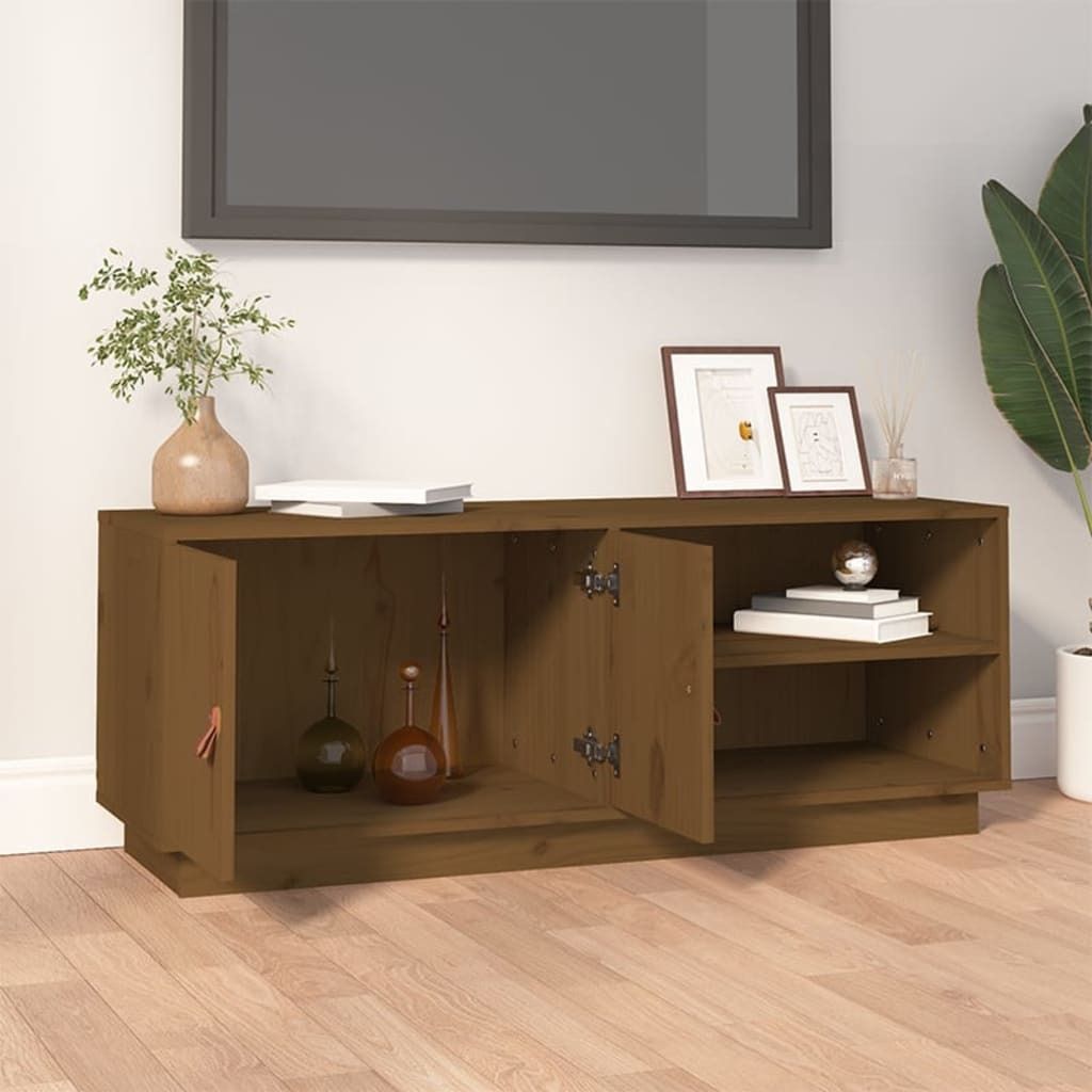 The Living Store TV-Schrank Honigbraun 105x34x40 cm Massivholz Kiefer