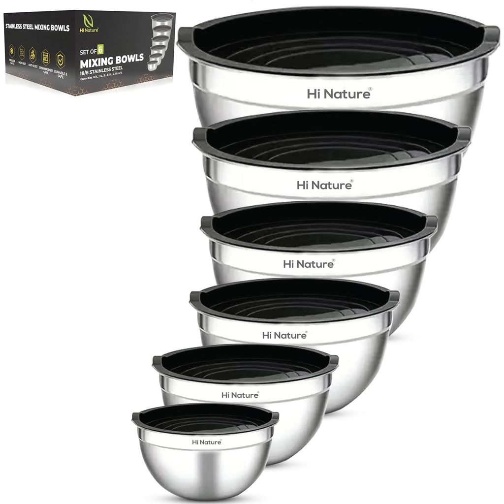 HI NATURE™ Juego de 6 Cuencos para Mezclar con Tapa – Bols Imagen del producto 