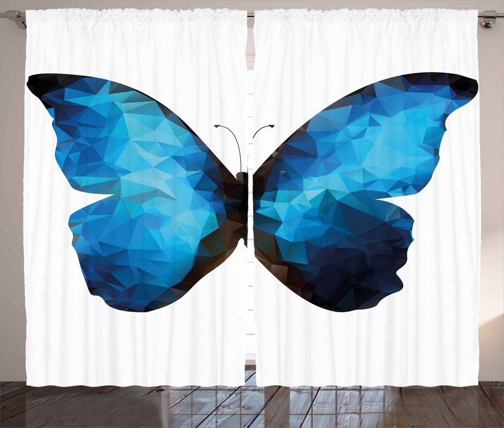 ABAKUHAUS Schmetterling Rustikaler Vorhang, Modernes Blau Ombre, Wohnzimmer Universalband Gardinen mit Schlaufen und Haken, 280 x 245 cm, Babyblau ...
