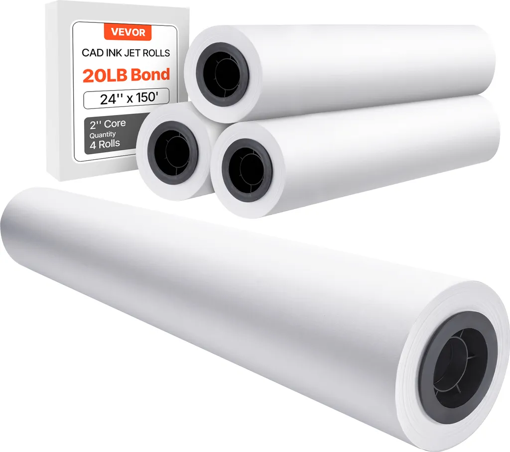Papier à dessin VEVOR 45,7m x 609mm - 4 rouleaux pour traçage CAO et SIG