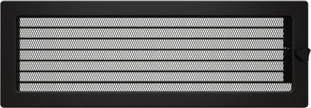 Kaminlüftungsgitter mit Jalousie Schwarz 17x49 cm – regulierbares Lüftungsgitter für Kamin, Ofen oder Wand – Metall, rechteckig