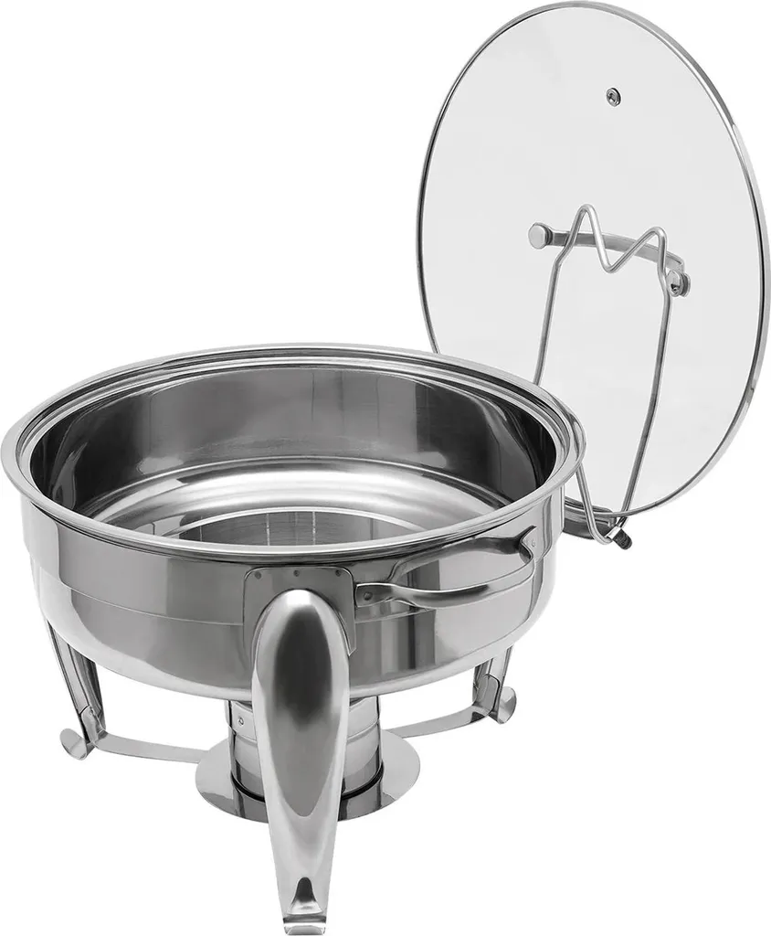 Chauffe-plats inox avec couvercle transparent et brûleur à alcool - 6