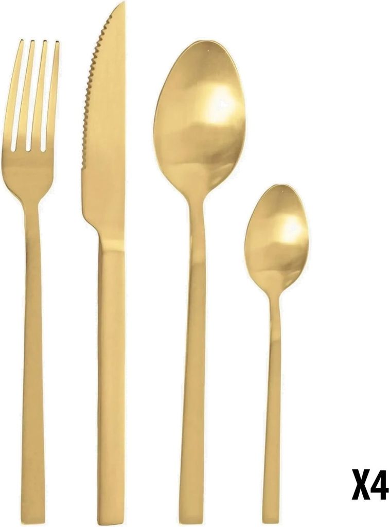 Besteckset Bahne gold Edelstahl 16 Teile